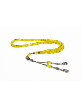 Uçlu Kapsül Kesim Fosil Parçacıklı Damla Kehribar Tesbih