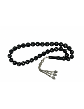 Oltu Taşı Yuvarlak Kesim İşlemeli Tesbih