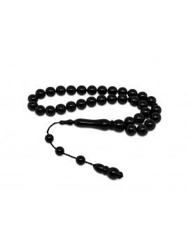 Oltu Taşı Yuvarlak Kesim Usta İşçilikli Sade Kumpaslı Tesbih