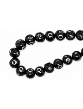 Oltu Taşı Yuvarlak Kesim Ayyıldız Motifli Tesbih