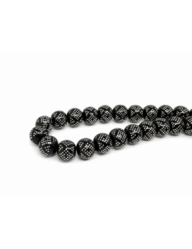 Oltu Taşı Yuvarlak Kesim Yoğun Gümüş İşleme Oltu Tesbih